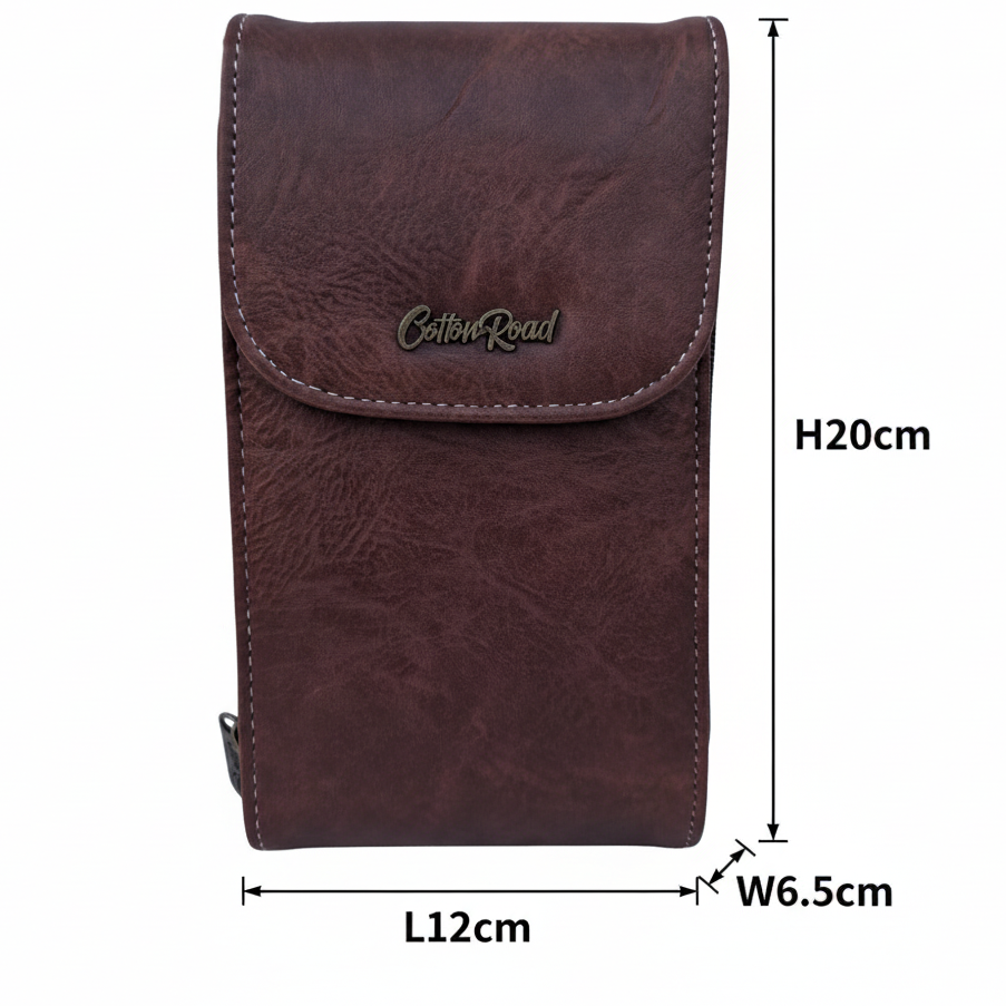 Cotton Road Sling Bag: BROWN PU Leather Mini Sling Bag