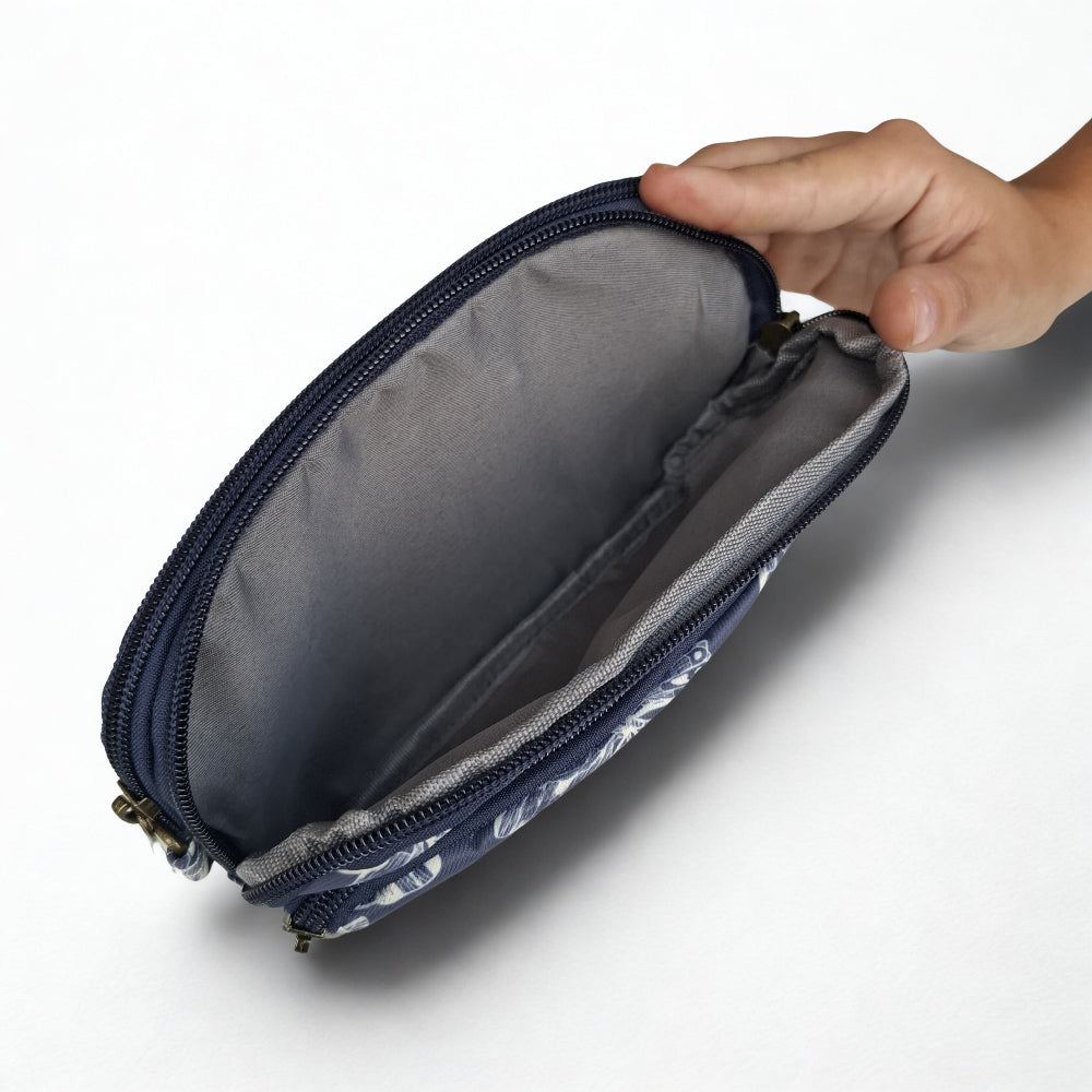 Cotton Road Sling Bag: DARK BLUE Canvas Mini Sling Bag with BUTTERFLY MOTIF