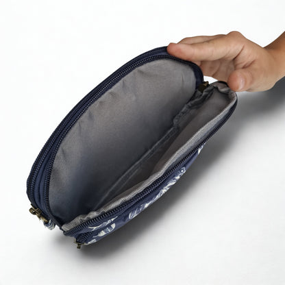 Cotton Road Sling Bag: DARK BLUE Canvas Mini Sling Bag with BUTTERFLY MOTIF