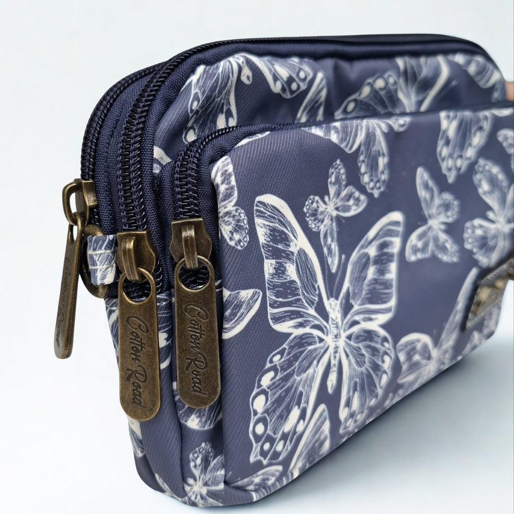 Cotton Road Sling Bag: DARK BLUE Canvas Mini Sling Bag with BUTTERFLY MOTIF