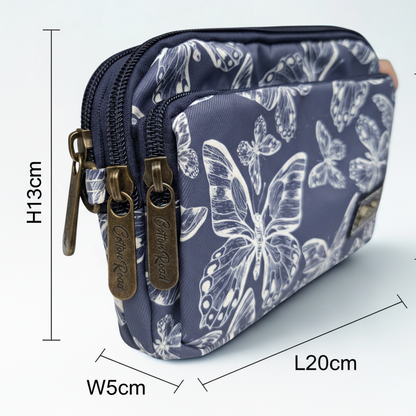 Cotton Road Sling Bag: DARK BLUE Canvas Mini Sling Bag with BUTTERFLY MOTIF