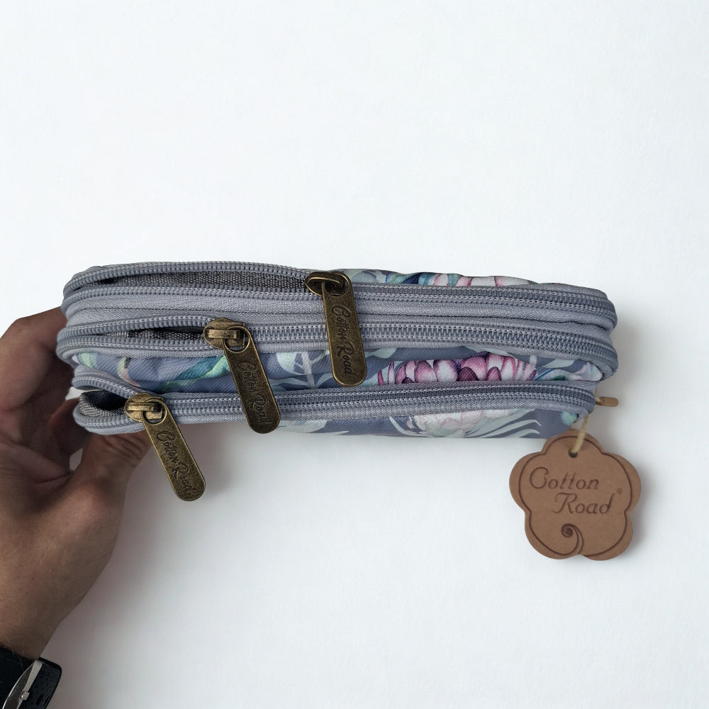 Cotton Road Sling Bag: GREY GREEN Canvas Mini Sling Bag with PROTEA