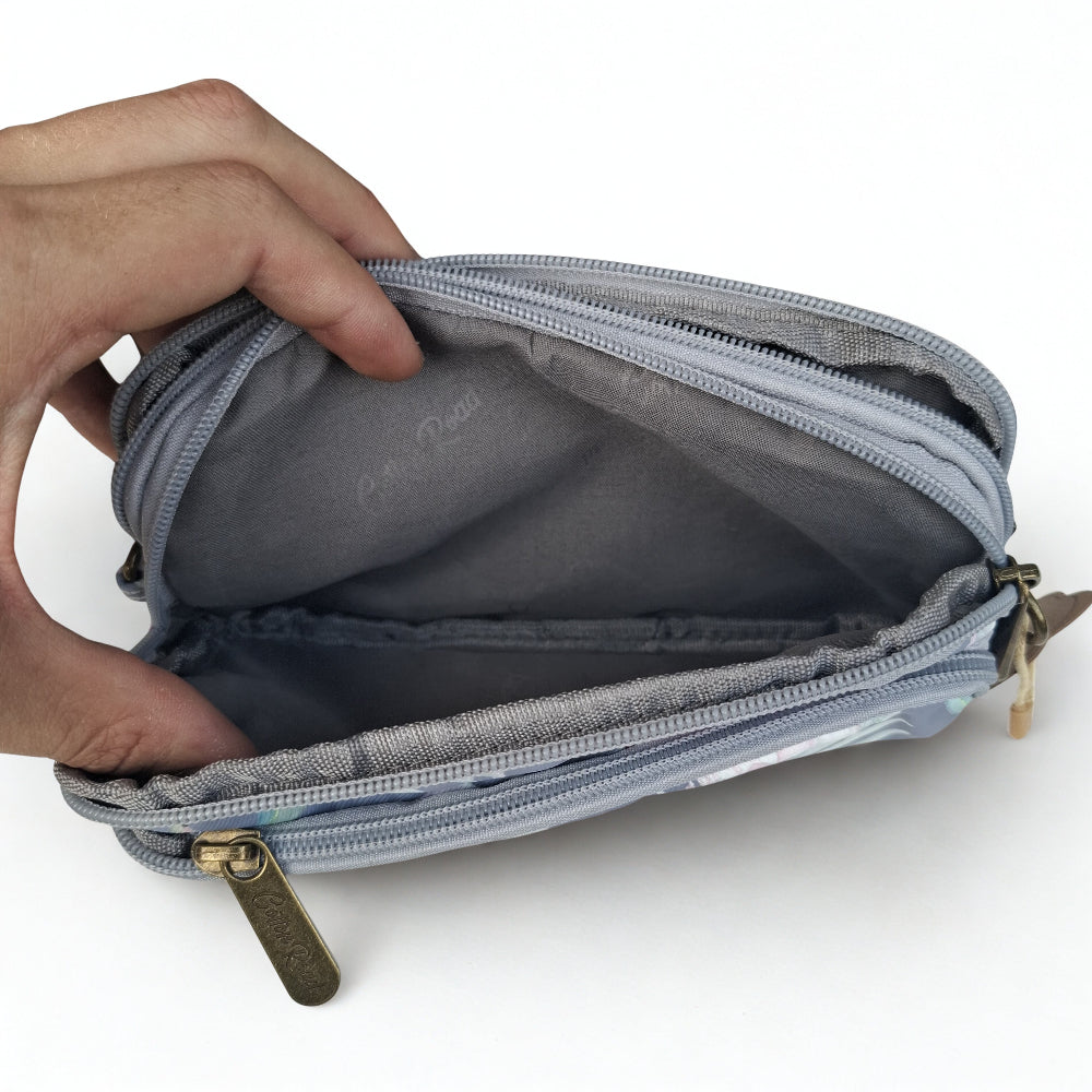 Cotton Road Sling Bag: GREY GREEN Canvas Mini Sling Bag with PROTEA