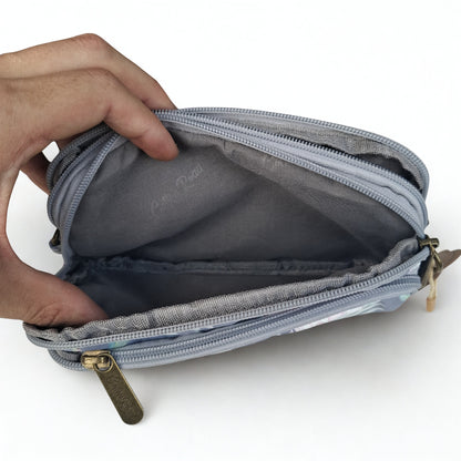 Cotton Road Sling Bag: GREY GREEN Canvas Mini Sling Bag with PROTEA