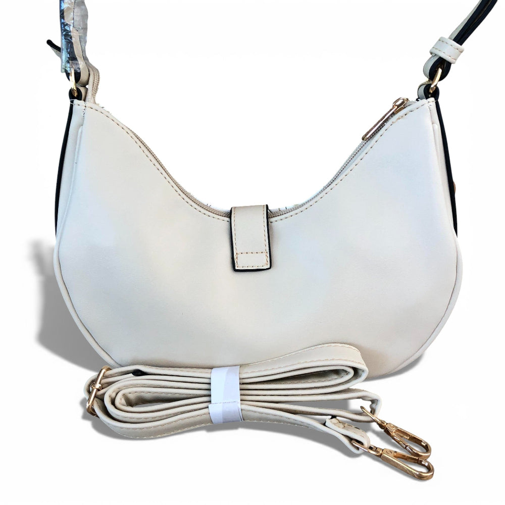 Cotton Road PU leather sling bag front view with strap