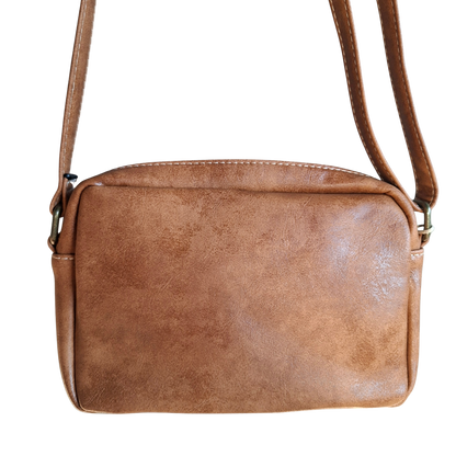 Cotton Road Sling Bag: CAMEL PU Leather Crossbody with Adjustable Strap