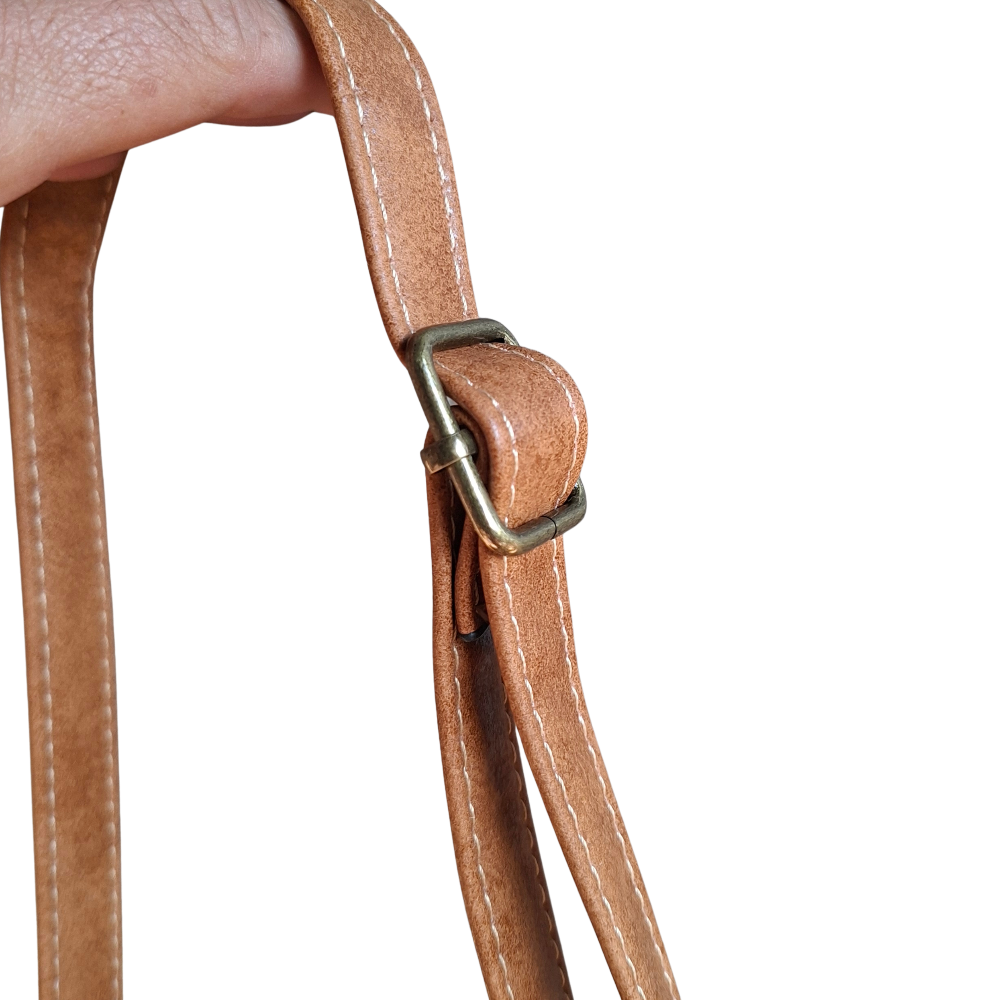 Cotton Road Sling Bag: CAMEL PU Leather Crossbody with Adjustable Strap