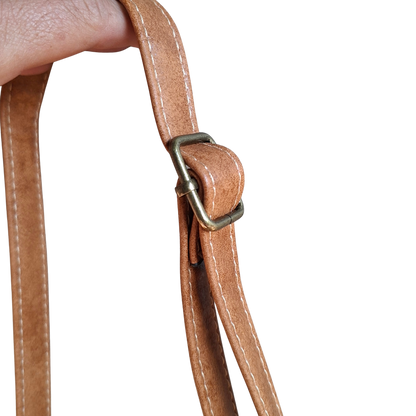 Cotton Road Sling Bag: CAMEL PU Leather Crossbody with Adjustable Strap