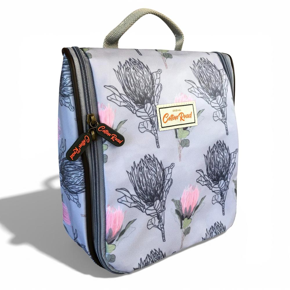 Cotton Road Toiletry Bag: BLUE PROTEA PVC Hanging Vanity Bag branded