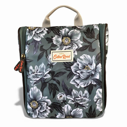 Cotton Road Toiletry Bag: GREEN FLORAL PVC Hanging Vanity Bag