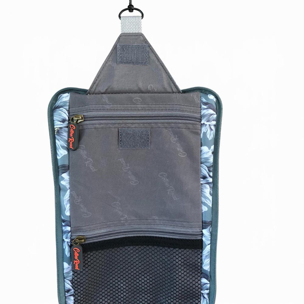 Cotton Road Toiletry Bag: GREEN FLORAL PVC Hanging Vanity Bag