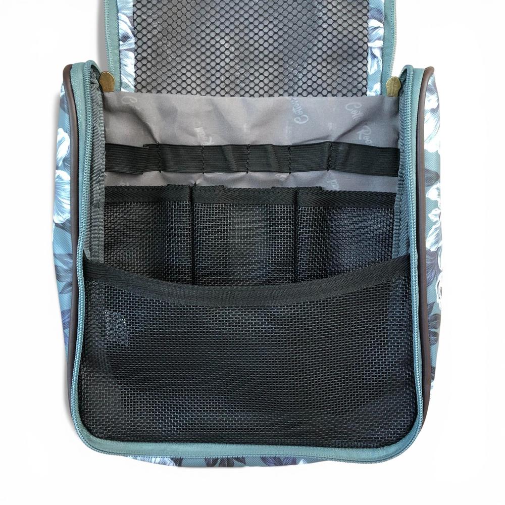 Cotton Road Toiletry Bag: GREEN FLORAL PVC Hanging Vanity Bag