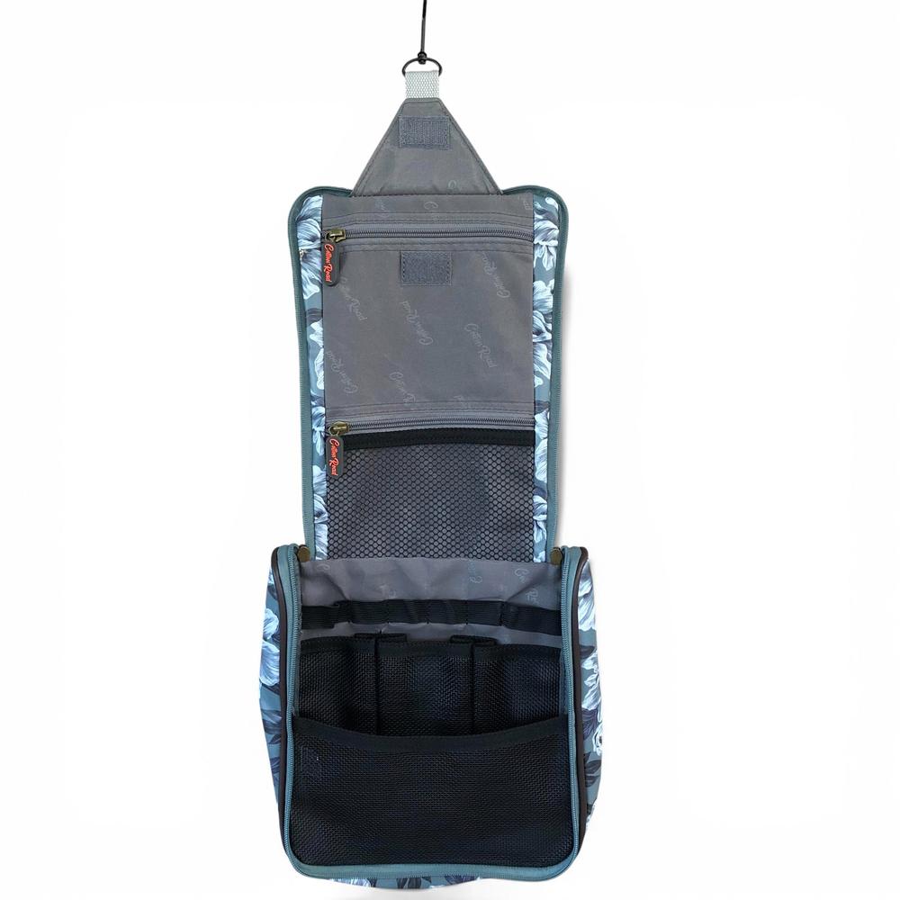 Cotton Road Toiletry Bag: GREEN FLORAL PVC Hanging Vanity Bag