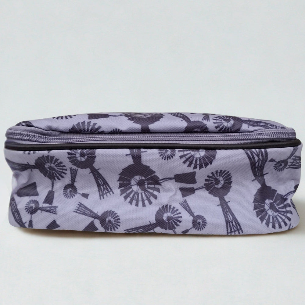 Cotton Road Toiletry Bag: GREY Purple PVC Hanging Vanity Bag with WINDMILLS