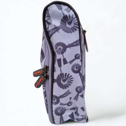Cotton Road Toiletry Bag: GREY Purple PVC Hanging Vanity Bag with WINDMILLS