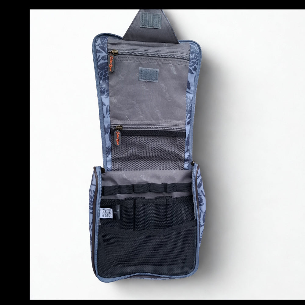 Cotton Road Toiletry Bag: GREY PVC Hanging Vanity Bag with PROTEAS