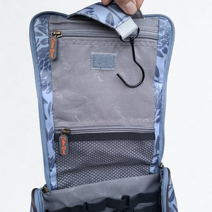 Cotton Road Toiletry Bag: GREY PVC Hanging Vanity Bag with PROTEAS