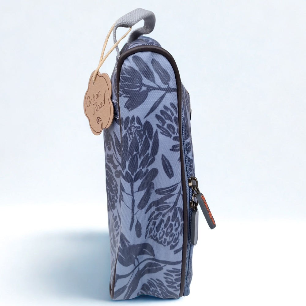 Cotton Road Toiletry Bag: GREY PVC Hanging Vanity Bag with PROTEAS