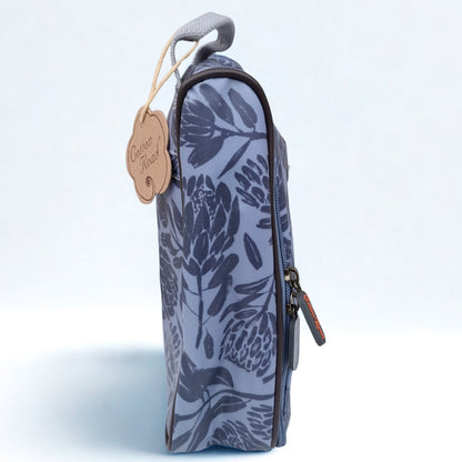 Cotton Road Toiletry Bag: GREY PVC Hanging Vanity Bag with PROTEAS