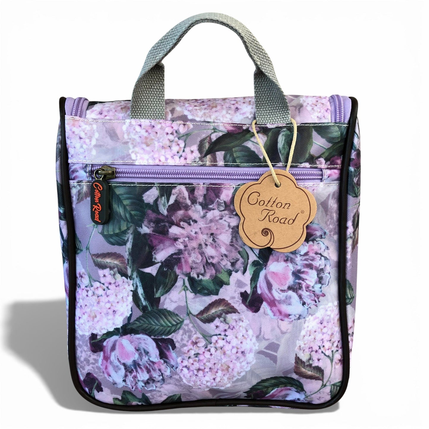 Cotton Road lilac floral hanging vanity bag rear view