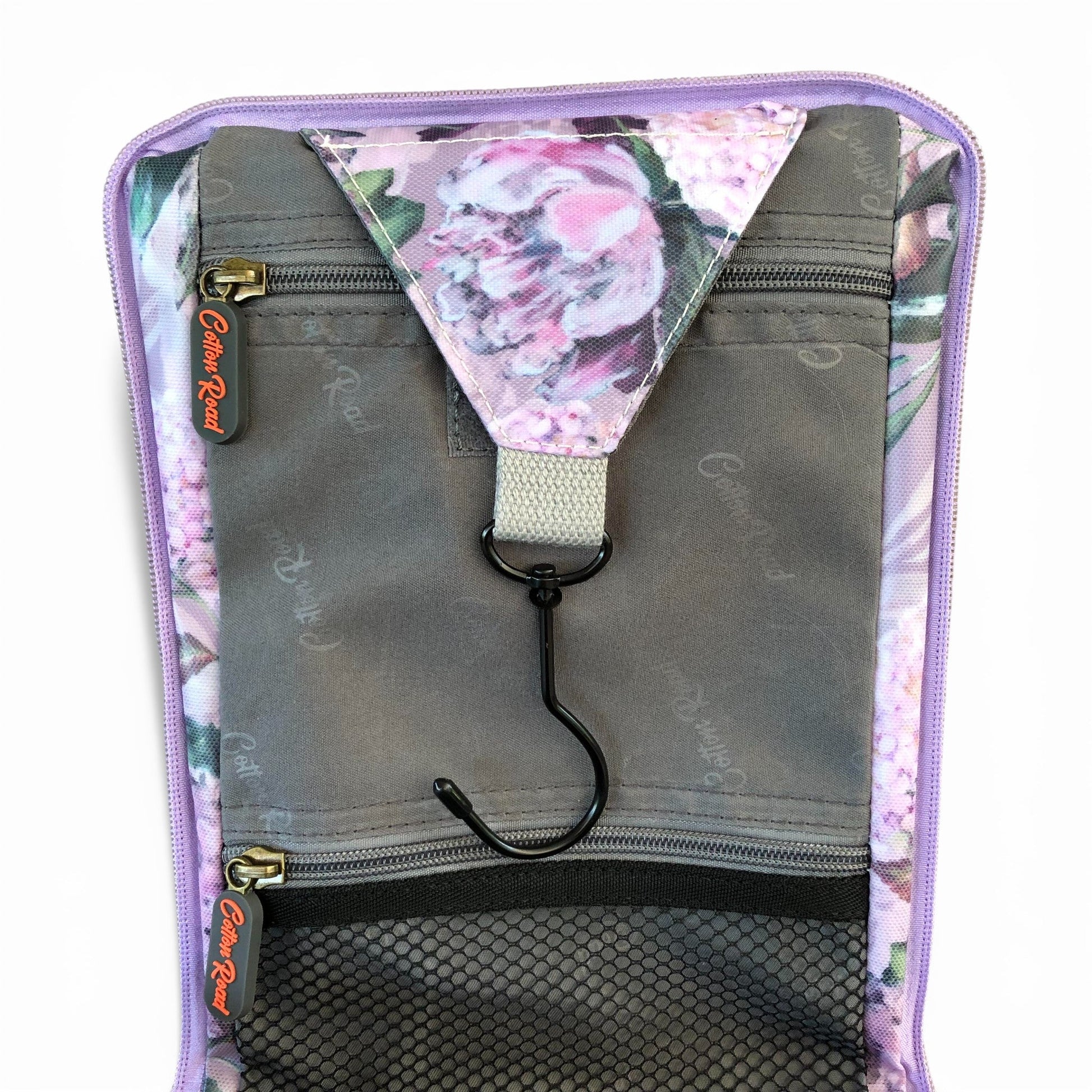 Cotton Road vanity bag reinforced hanging hook detail