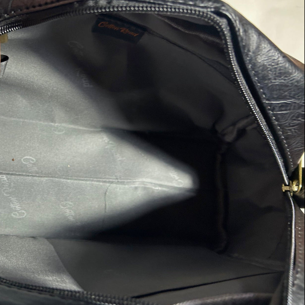 COTTON ROAD TOILETRY BAG: Men's BLACK PU Leather Toiletry Bag INTERIOR