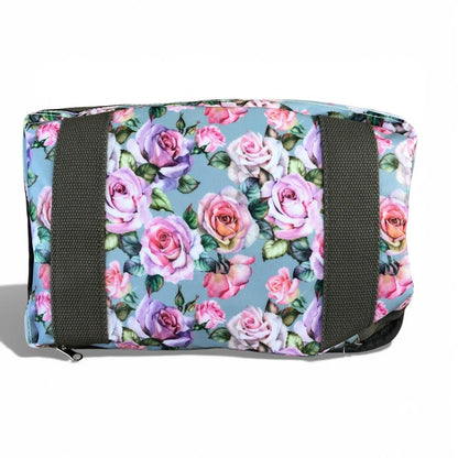 Cotton Road Travel Bag: BLUE FLORAL PVC Foldaway WEEKENDER Travel Bag