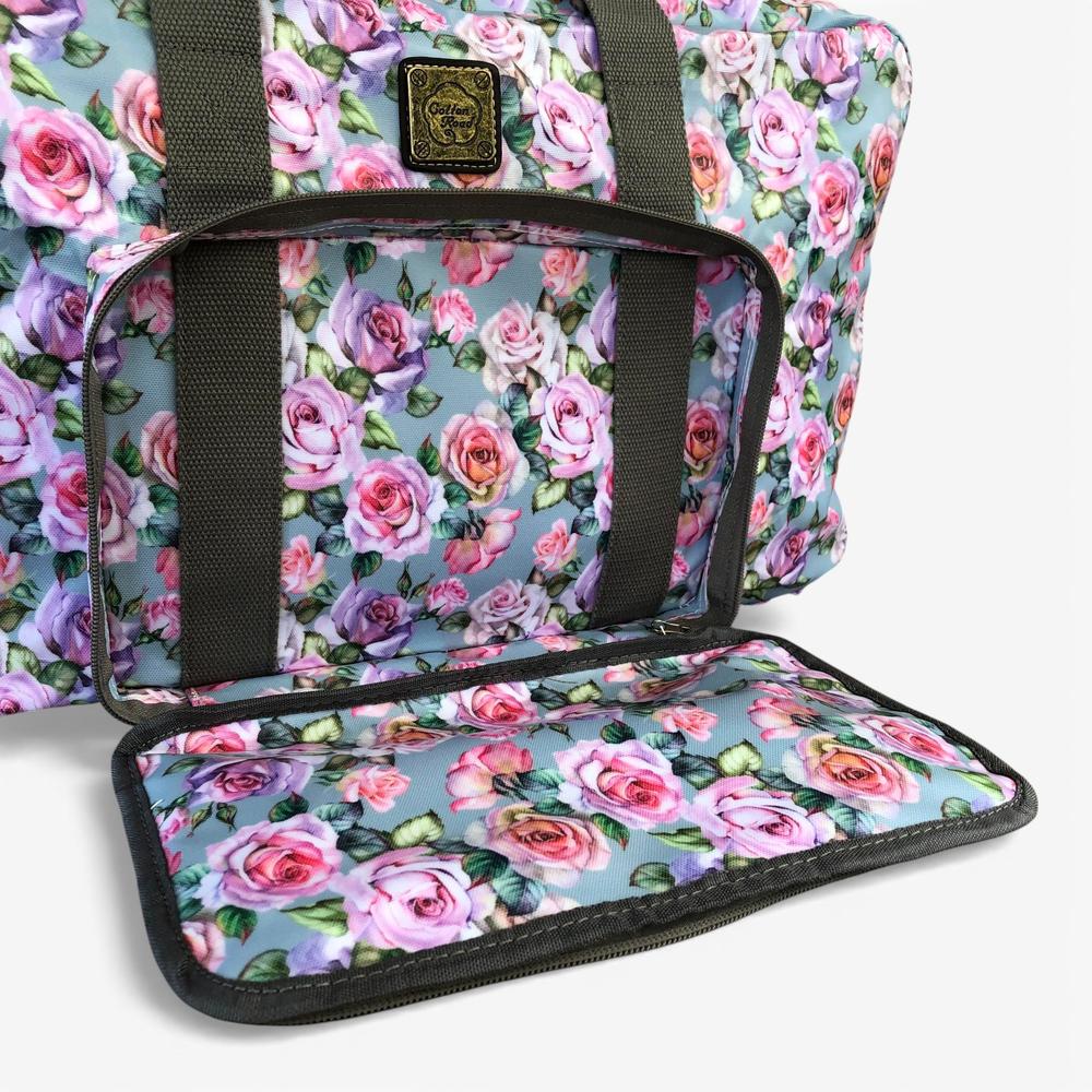 Cotton Road Travel Bag: BLUE FLORAL PVC Foldaway WEEKENDER Travel Bag
