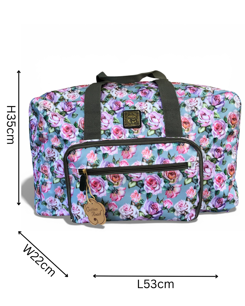 Cotton Road Travel Bag: BLUE FLORAL PVC Foldaway WEEKENDER Travel Bag