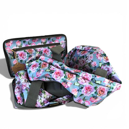 Cotton Road Travel Bag: BLUE FLORAL PVC Foldaway WEEKENDER Travel Bag