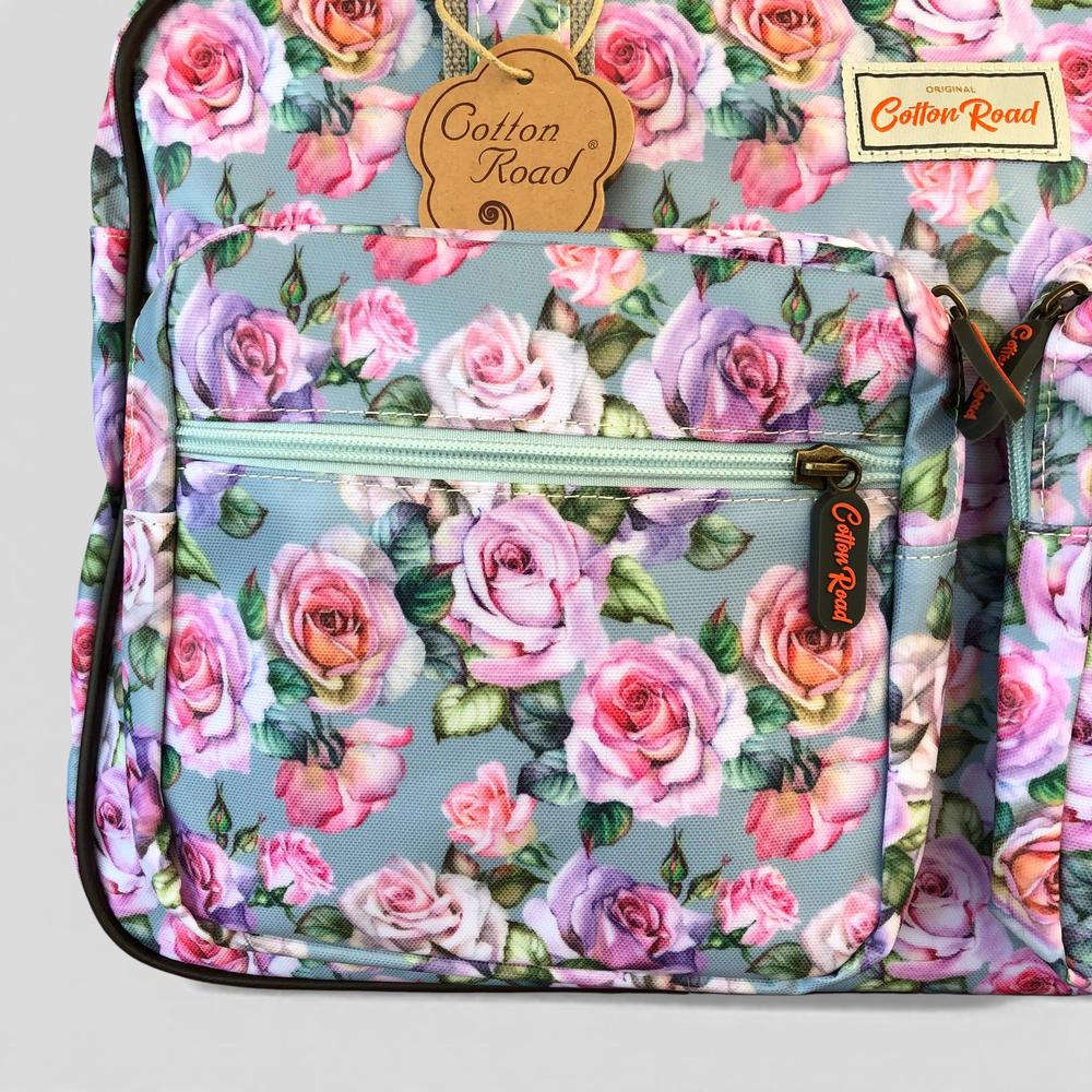 Cotton Road Travel Bag: BLUE FLORAL PVC Overnight Travel Bag near view