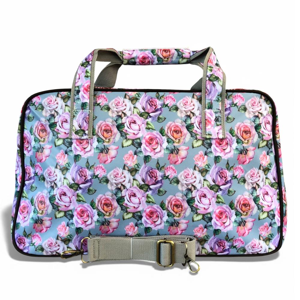 Cotton Road Travel Bag: BLUE FLORAL PVC Overnight Travel Bag rear