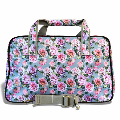 Cotton Road Travel Bag: BLUE FLORAL PVC Overnight Travel Bag rear