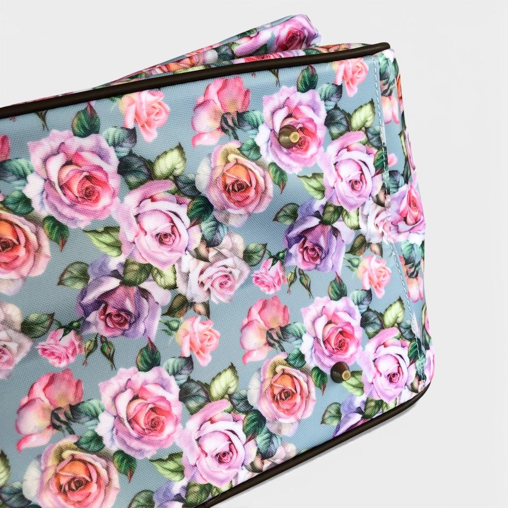 Cotton Road Travel Bag: BLUE FLORAL PVC Overnight Travel Bag zoomed