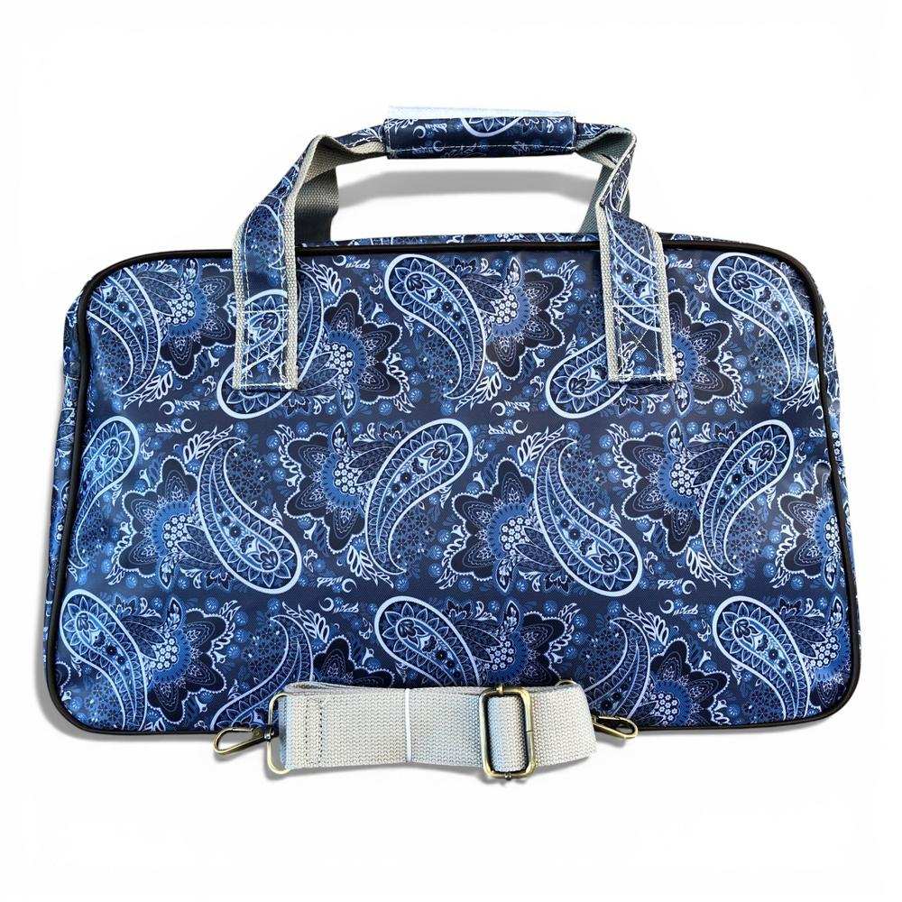 Cotton Road Travel Bag: BLUE PAISLEY PVC Overnight Travel Bag