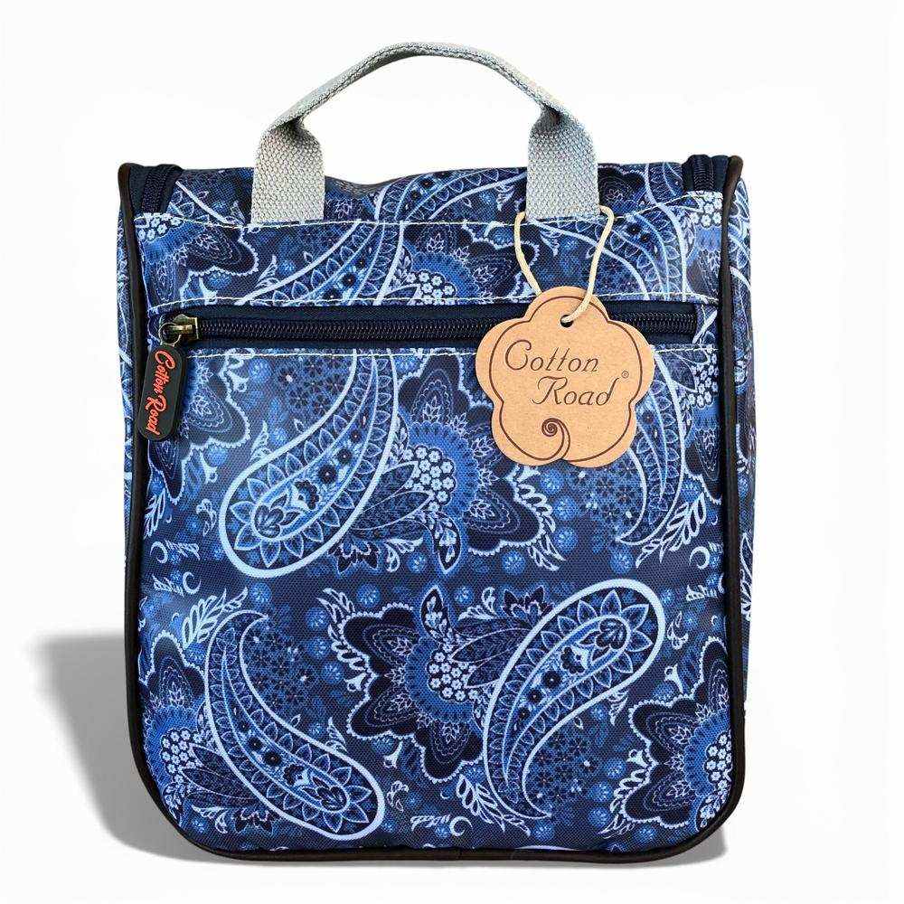 Cotton Road Travel Bag blue paisley PVC overnight bag with matching vanity bag set