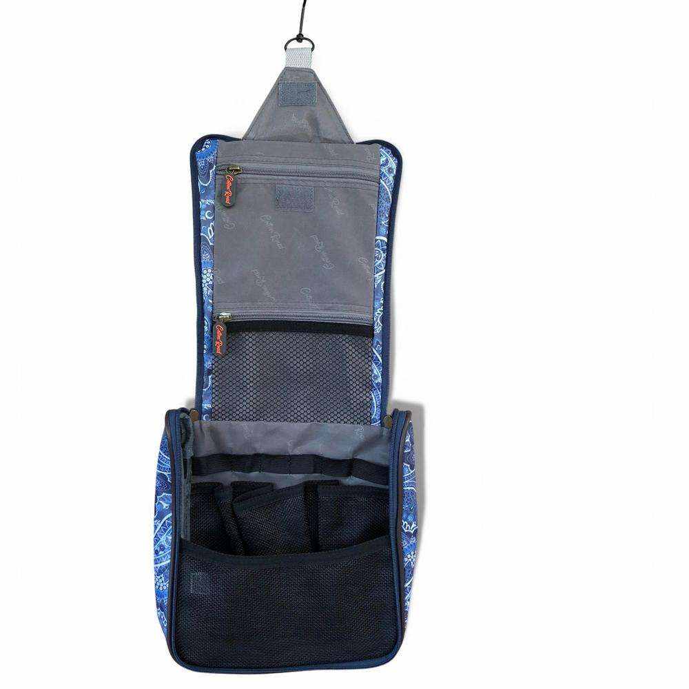 Cotton Road Travel Bag blue paisley PVC overnight bag with matching vanity bag set