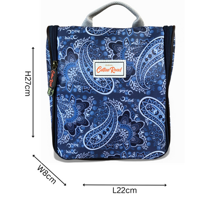 Cotton Road Travel Bag blue paisley PVC overnight bag with matching vanity bag set