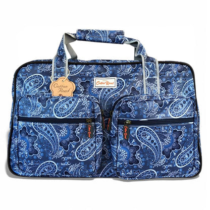 Cotton Road Travel Bag: BLUE PAISLEY PVC Overnight Travel Bag front