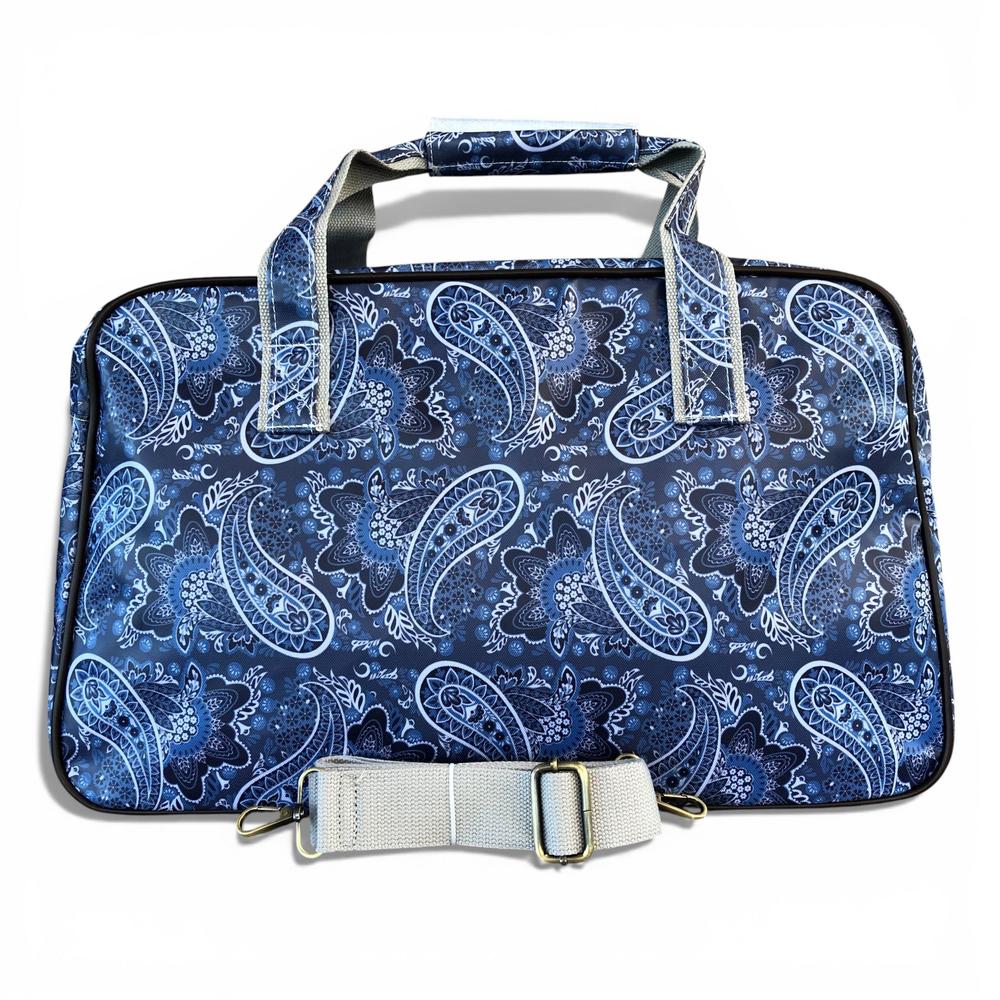 Cotton Road Travel Bag: BLUE PAISLEY PVC Overnight Travel Bag rear
