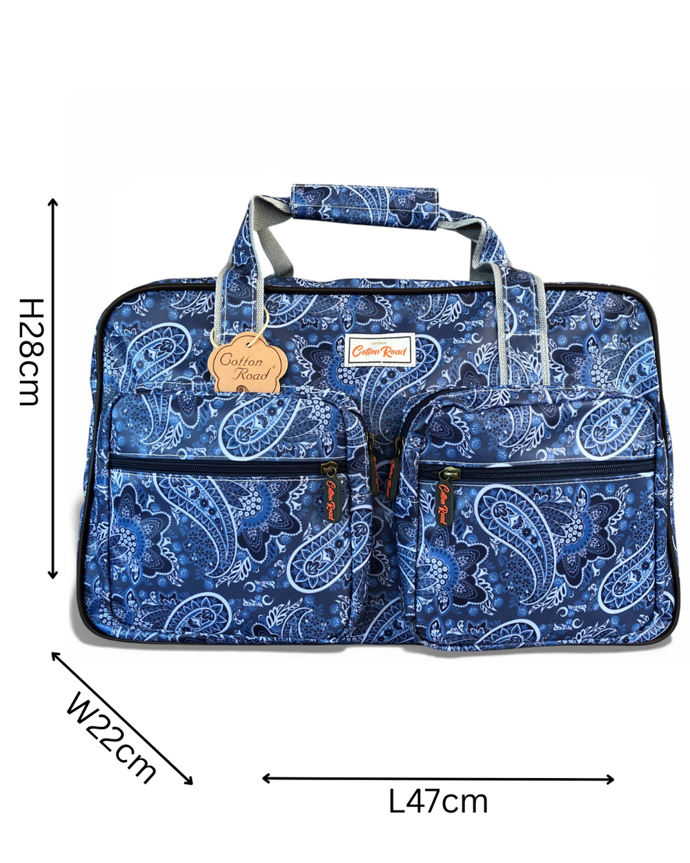 Cotton Road Travel Bag: BLUE PAISLEY PVC Overnight Travel Bag sized