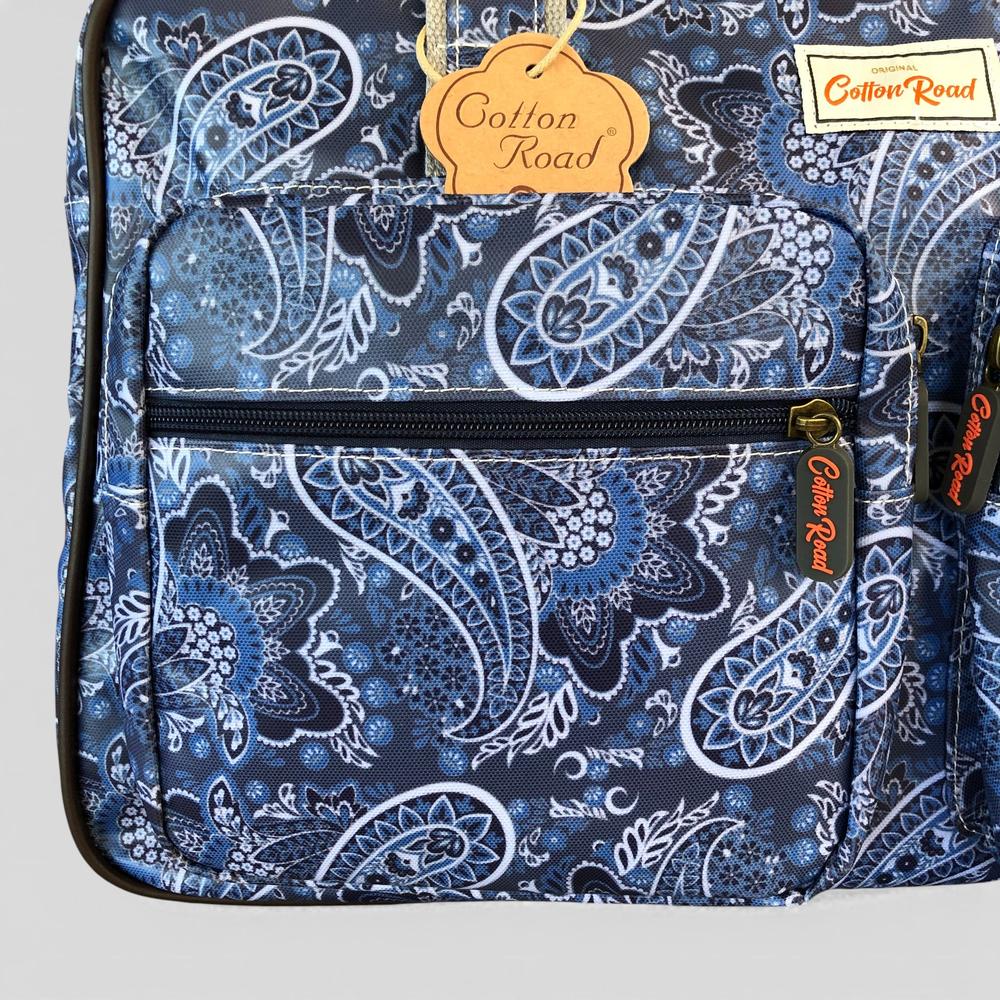 Cotton Road Travel Bag: BLUE PAISLEY PVC Overnight Travel Bag zoom