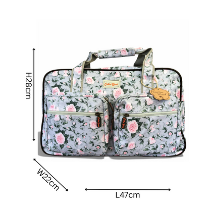 Cotton Road Travel Bag: GREY PVC Overnight Travel Bag with ROSES