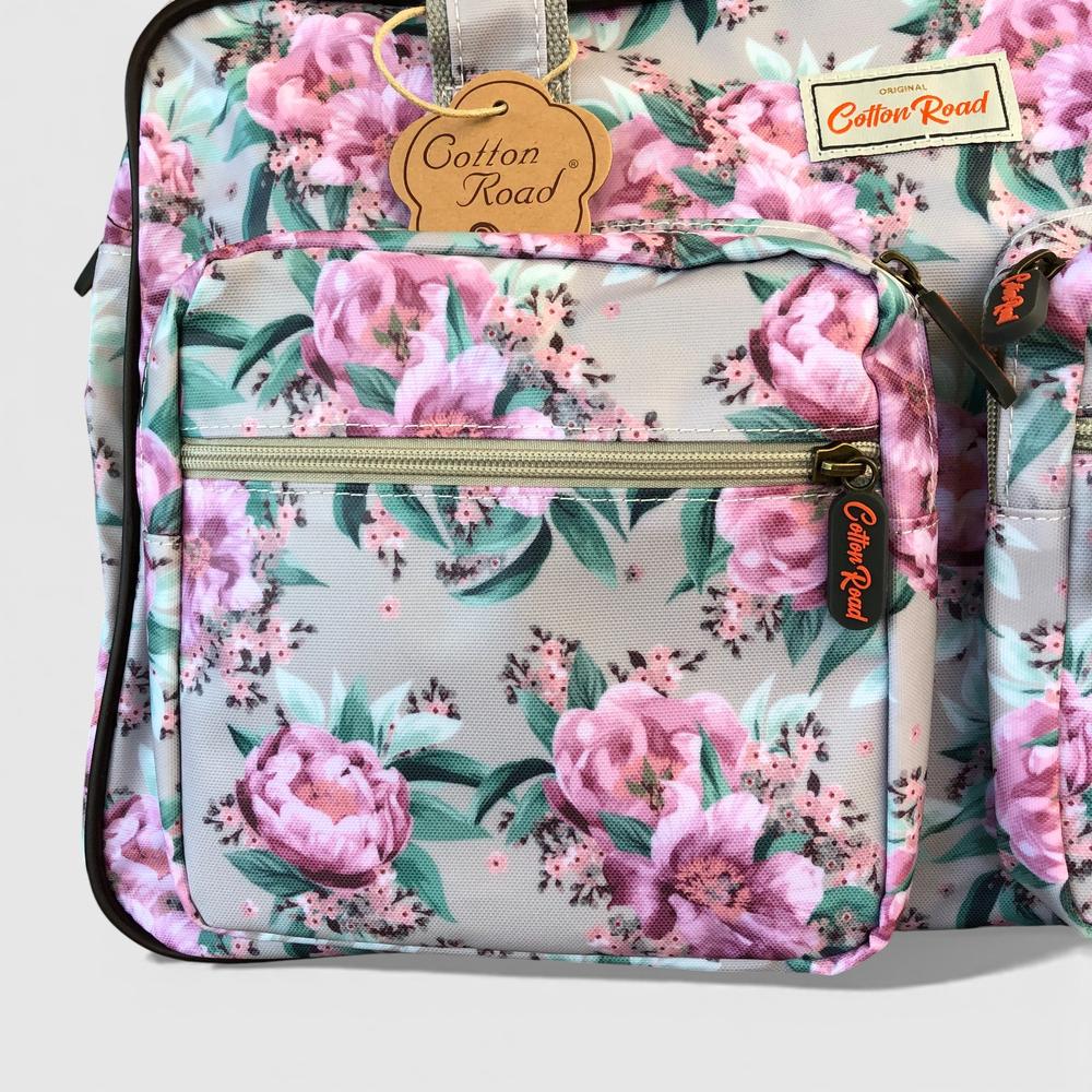 Cotton Road Travel Bag: MINT GREEN FLORAL PVC Overnight Travel Bag zoom