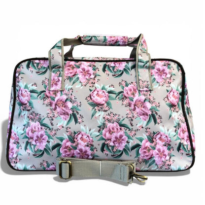 Cotton Road Travel Bag: MINT GREEN FLORAL PVC Overnight Travel Bag rear