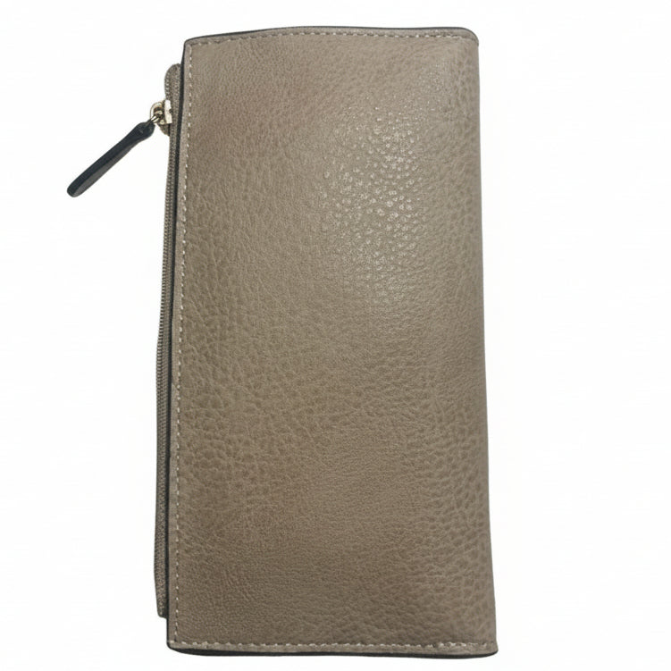 Cotton Road Wallet: Large IVORY/ BEIGE PU Leather Wallet with CLIP BAK VIEW