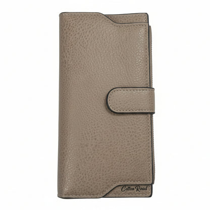 Cotton Road Wallet: Large IVORY/ BEIGE PU Leather Wallet with CLIP