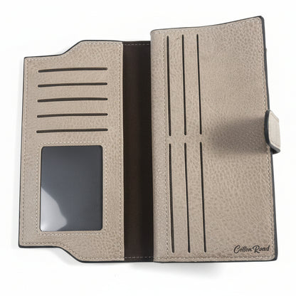 Cotton Road Wallet: Large IVORY/ BEIGE PU Leather Wallet with CLIP OPEN