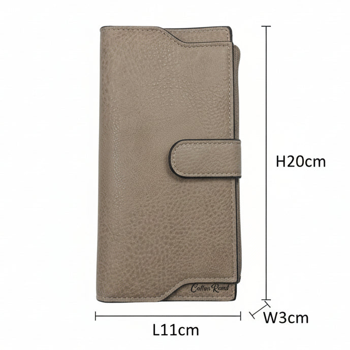 Cotton Road Wallet: Large IVORY/ BEIGE PU Leather Wallet with CLIP SIZE