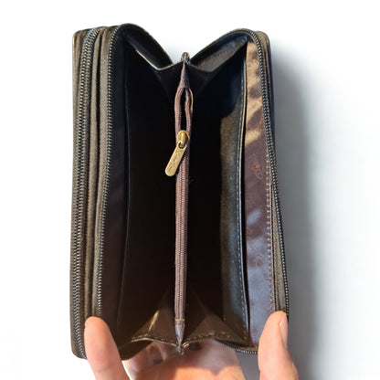 Cotton Road Wallet: Large BLACK PU Leather Wallet with EMBROIDERY